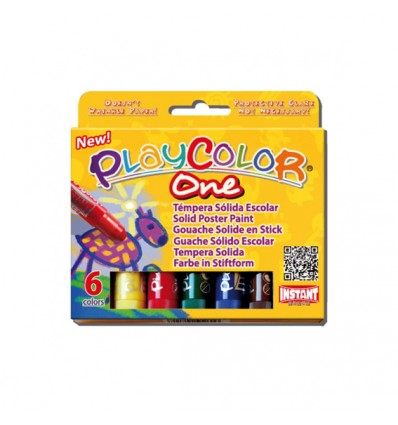 Set de tempera sólida escolar Playcolor One 6 colores