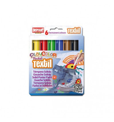 Set de tempera sólida escolar Playcolor Pocket textil 6 colores