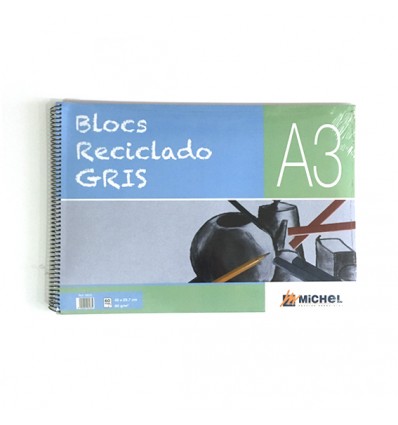 Bloc dibujo A3 80 gr. Michel reciclado gris