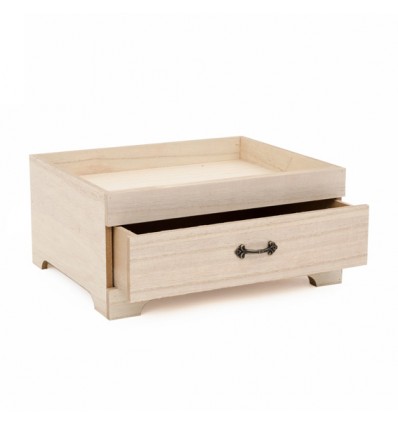 Caja de madera con cajon de 26.5x21x12 cm.