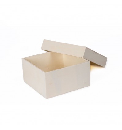 Caja de madera con tapa de 16x16x8 cm