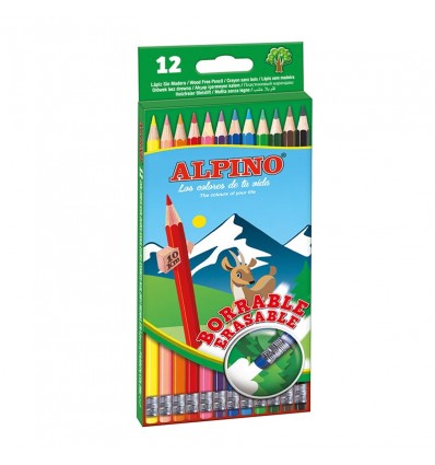 Lapices Alpino 12 Colores Borrable