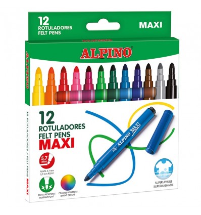 Rotuladores Maxi Alpino 12 Colores