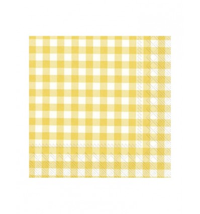 Servilleta Decoupage Amarillo Vichy 33x33