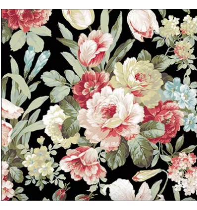 Servilleta Decoupage Flores fondo negro 33x33