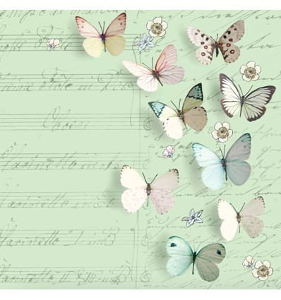 Servilleta Decoupage Mariposas carta verde 33x33