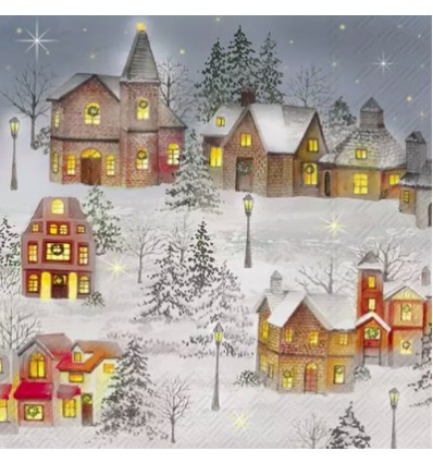 Servilleta Decoupage Casas Navidad 33x33