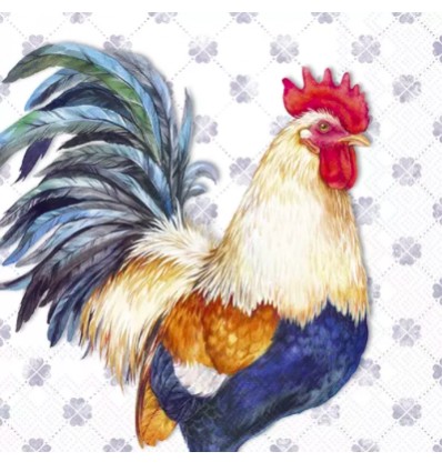 Servilleta Decoupage Gallo azul 33x33