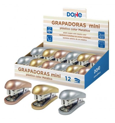 Mini Grapadora de plástico color Metálico Dohe