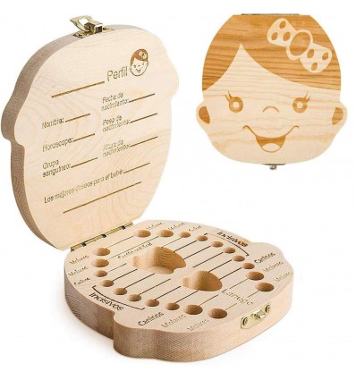Caja de Dientes de Bebés de Madera