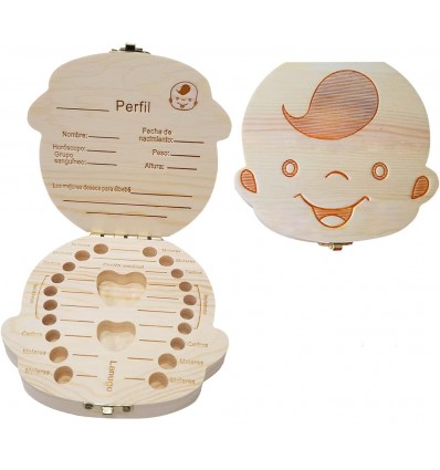 Caja de Dientes de Bebés de Madera Niña