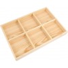 Bandeja 6 compartimentos de madera 28 x 17 x 7 cm de alto.