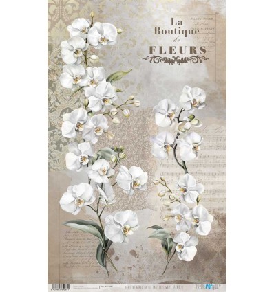 Papel arroz La Vie En Fleurs White Orchid 54×33 cm Ref PFY 15086  Papers for you
