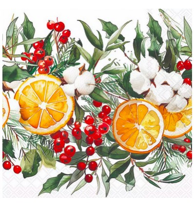 Servilleta 33x33 cm Foliage scatter white