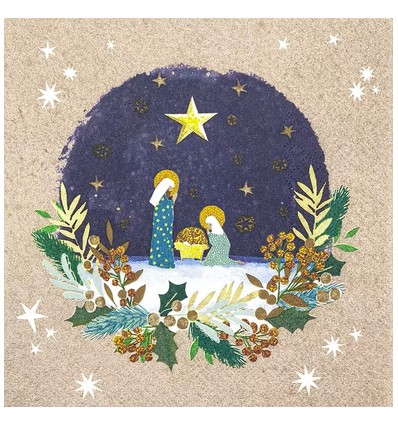 Servilleta 33x33 cm Pueblo navideño