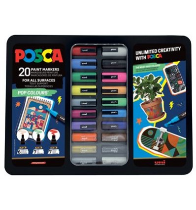 Caja Metalica "Dirty Harry" 20 Rotuladores Uni-posca Pc1m-pc3m-pc5m