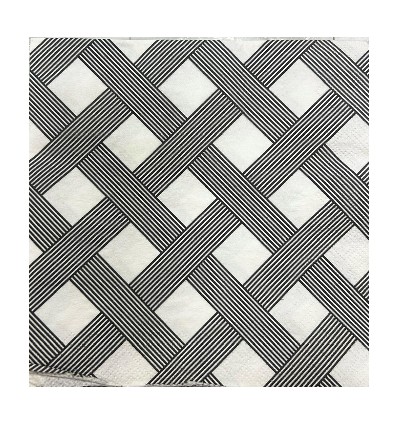 Servilleta 33x33 cm Craft Negro Blanco Patrón de pata de gallo