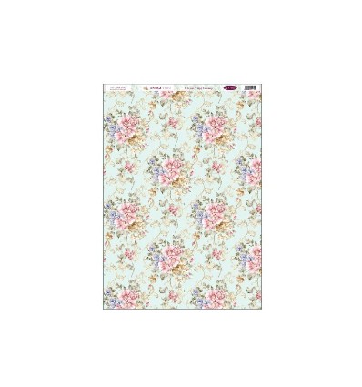 Tela de encuadernación Ramilletes de flores fondo azul